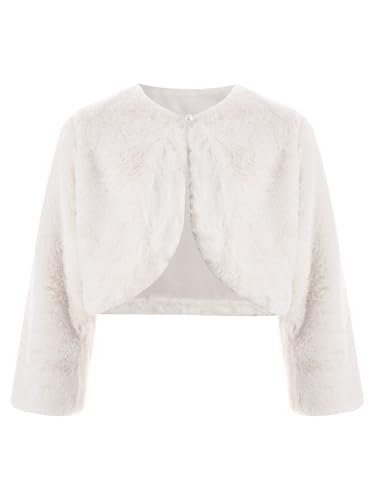 FEESHOW Mädchen Kunstpelz Bolero Jacke Festlich Langarm Warme Jäckchen...
