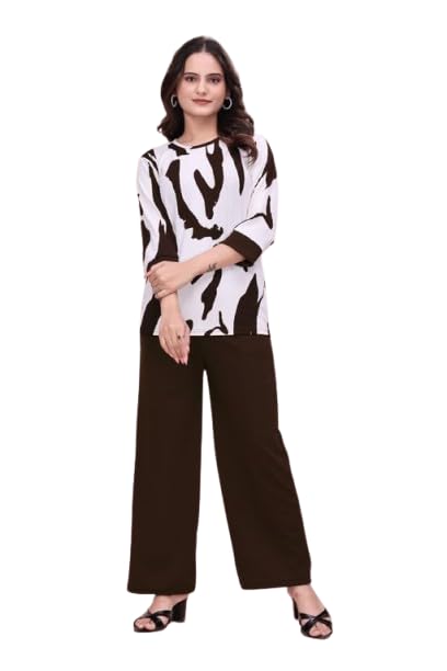 Women Printed Shirt and Wide Leg Pants Stylish Co-Ord Set Comfortable Casual Modern Fit Outfit Z_ Lycra_Parent-picture-33