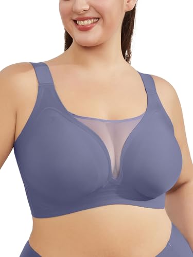 Aulooks Plus Size Women Minimizer Wireless Bras Full Coverage Wide Strap Seamless Bralettes with Free Extension Buckle