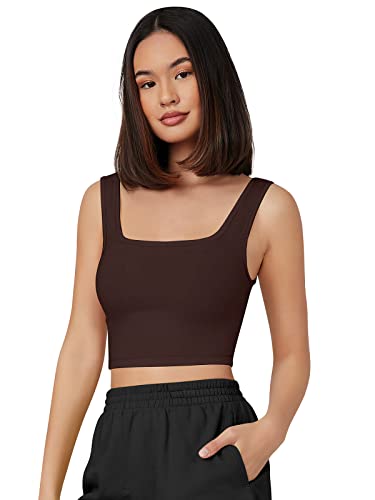 Image of Women's & Girls' Solid Polyester Rib-Knit Square Neck Tank Tops