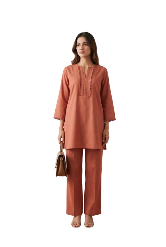 jisora Women's Rust Solid Cotton Flex Co-ord Set-picture-43
