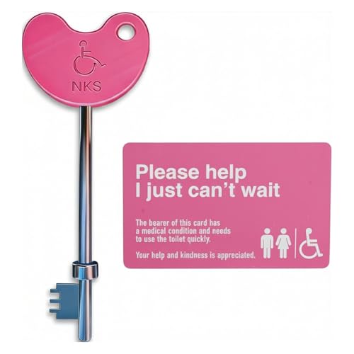 Pink Radar Disabled Toilet Key with Pink ID Card | UK NKS Compatible | Braille Easy-Grip Head | Durable Steel