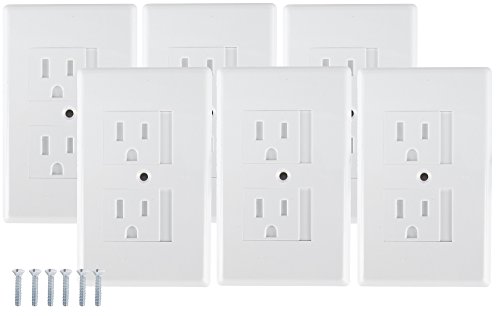 Safe-Plate Outlet Cover - Multipack - White, 6 Count