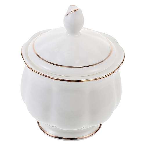 SOLUSTRE Ceramic Sugar Bowl with Lid Kitchen Sugar Container for Candy and Condiments Easy to Clean Housewarming Present for Friends and Family
