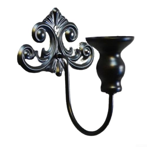 Jotekonoby Portavelas de pared de hierro vintage estampado, candelabro colgante negro y dorado, construcción duradera, ambiente acogedor para decoración del hogar o al aire libre (es negro)