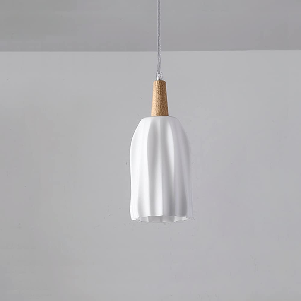 Lampes suspendues en verre poli et bois créatif à éclairage LED intégré