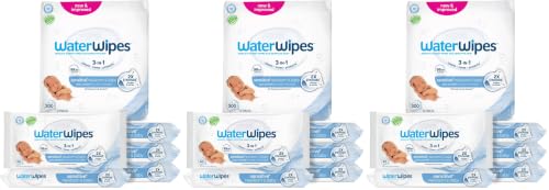 Image of WaterWipes Sensitive+ Newborn & Baby Wipes, 3-In-1 Cleans, Cares, Protects, 99.9% Water, Unscented & Hypoallergenic, 900 Count (15 Packs)