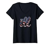 Womens ILL Philadelphia Philly American Flag Grunge Liberty Bell V-Neck T-Shirt