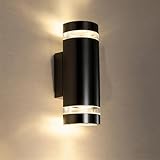 Dandray Outdoor Wall Light Sconce, Porch Lights Fixture Aluminum Up Down Light, Modern Exterior Sconce GU10 Compatible, for Outside Garage Patio Yard Front Door Doorway, Black