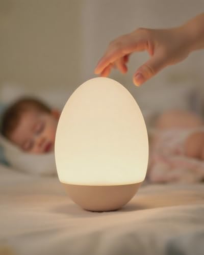 Image of FNMYCO Egg Light for Nursery, 256 RGB Baby Night Light, Rechargeable Night Light for Kids, Portable Small Cordless Bedside Lamp for Girl/Boy/Toddler/Bedroom