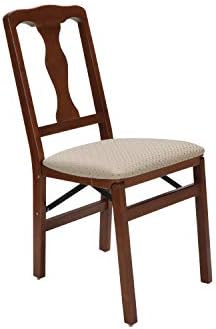 Meco STAKMORE Queen Anne Folding Chair Cherry Finish, Set of 2,