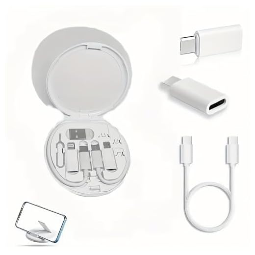 Multi USB Charger Adapter Kit, USB C to iOS Device/Type C/Micro/USB A Adapter Data Transfer Contains Card Slot Phone Holder (White)