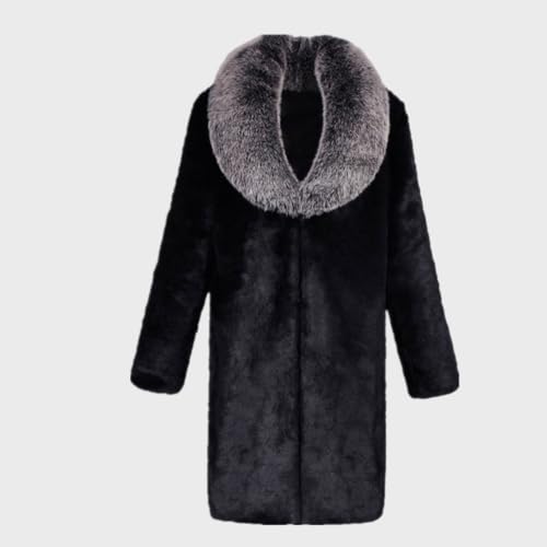 Image of Lisa Colly Mens Faux Fur Coat Jacket Winter Overcoat | Men's Faux Fur Long Jacket, Long Sleeve, Fluffy Warm, Winter Parka Coat