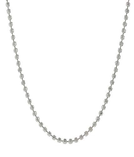 PORI JEWELERS 925 Sterling Silver 1MM, 1.2MM, 1.5MM, 1.8MM, 2MM, 2.2MM, 3MM, 4MM, 5MM Diamond Cut Bead Chain Necklace - Made in Italy