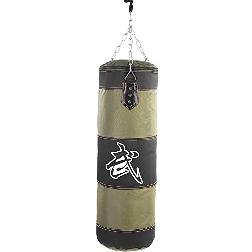 Sorandy Empty Training Boxing Sandbag, Oxford Cloth Material, Shock Absorbing Punching Bag, Kickboxing Sand Bag with Metal Chain, for Hand and Foot Development (Green), 80cm