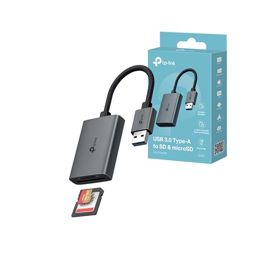 TP-Link Speicherkartenleser SD Kartenleser, USB auf SD und microSD bis zu 2 TB, USB 3.0, UHS-I 200 MB/s, Gleichzeitiges Lesen und Schreiben von Zwei Karten, UA430