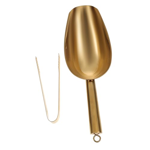 Ciieeo 1Set Multi Function Stainless Steel Ice Scoop Tong Ice Shovel for Kitchen Bar Smooth Surface for Easy Cleaning Comfortable Grip for Ice Food and More