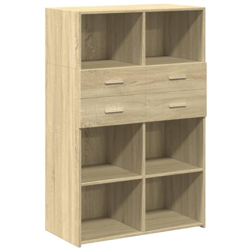 Solivagant Aparador de Madera de ingeniería Roble Sonoma 80x42,5x124 cm,Marrón,43.2kg