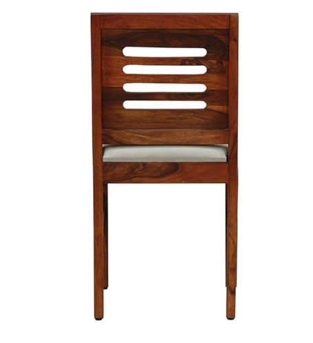 Image of Sheesham Wood Dining Chairs Set of 2 with Cushion | Dining Chair Only | Students Study Chairs | Office Chairs - Dining Room Furniture | Wooden Chair Set of 2 (White, Honey)