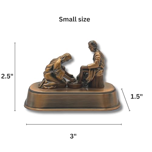 Estatua de Jesús lavando pies de discípulos cobre 3 in miniatura 3
