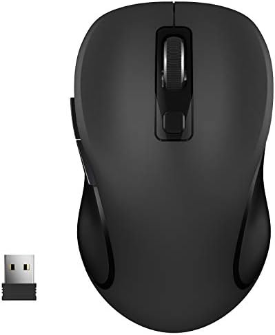 WisFox 2.4G Wireless Mouse for Laptop, Ergonomic Computer Mouse with USB Receiver and 3 Adjustable Levels, 6 Button Cordless Mouse Wireless Mice for Windows Mac PC Notebook (Black)