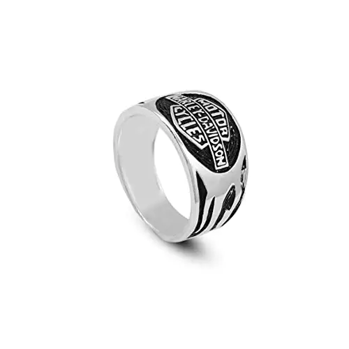 925K Sterling Silver Harley Davidson Ring,Fidget Ring Men,Signet Ring Men, Harley Davidson Ring for Men,Gothic Ring,Gift for Him (15)