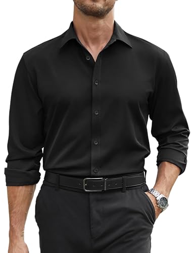 COOFANDY Men's Stretch Dress Shirt Long Sleeve