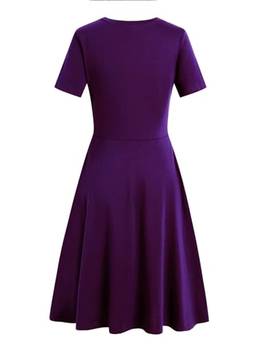 Image of Women's 2026 Fit and Flare Dress Summer Casual Elegant Vintage Floral Printed Work Party A-line Dress with Pockets 162