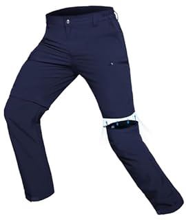 Hiauspor Pantaloni da Escursionismo da Uomo con Zip, Pantaloni da Esterno Leggeri, ad Asciugatura Rapida, Traspiranti per Trekking, Pesca, Campeggio (Marina Militare, L)