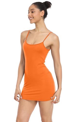 Image of Qaffier Full Slips Dress for Women Adjustable Spaghetti Strap V Neck Under Dress Camisole Mini Slip Dress