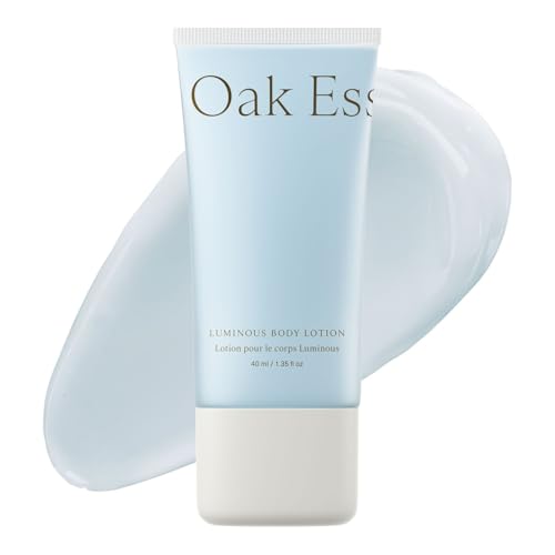 Oak Essentials Luminous Body Lotion Travel Body Lotion for Women with Blue Tansy Rose Oil Shea Butter and Coconut Oil Lightweight Moisturizer for Dry and Sensitive Skin 1.33 Fl Oz
