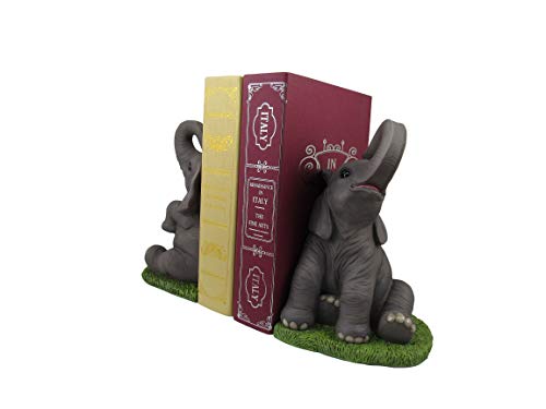 World Of Wonders Playful Pach Pair Decorative Elephant Bookend 7.5" | Decorative Book Holder For Kids | Book Shelf Home Decor #TOP4