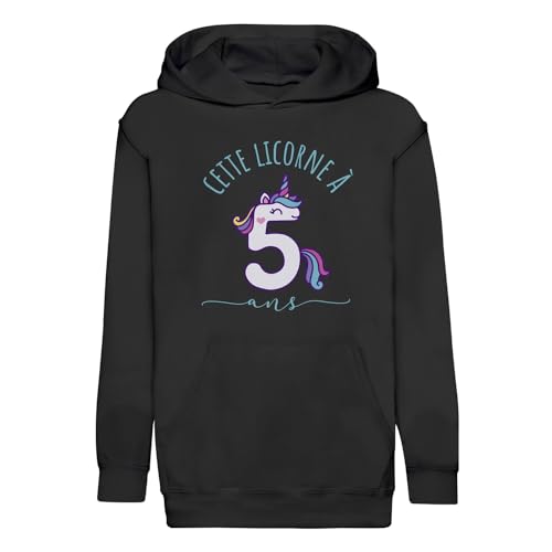 Sweat à capuche enfant licorne vêtement anniversaire 5 ans