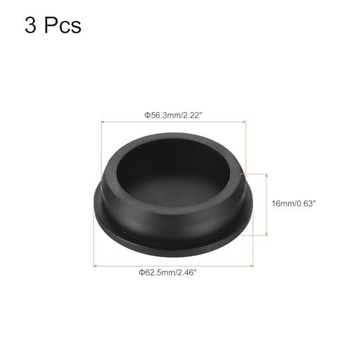 Image of uxcell High Temp Silicone Plug Mount Dia 56.3mm /2.22 inch t Shaped Rubber Stopper Hole Plugs for Powder Coating Plating Waterproof Plugs Sealing Plugs Black Pack of 3(OD 62.5mm)