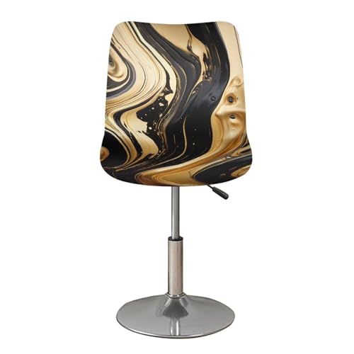 Image of Black Gold Marble Bar Stool Chair Cover 4 Pack Barstool Slipcovers Counter Stool Chair Covers with Waterproof Seat Pad Bar Seat Cover with Elastic Bottom