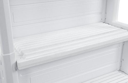 Aqua Select Anti-Slip in-Pool Steps with Outside Flip-Up Ladder | White | for Above Ground Swimming Pools | Can Mount to Decks 48" to 54" H | Safety Stairs Capacity Up to 350 lbs