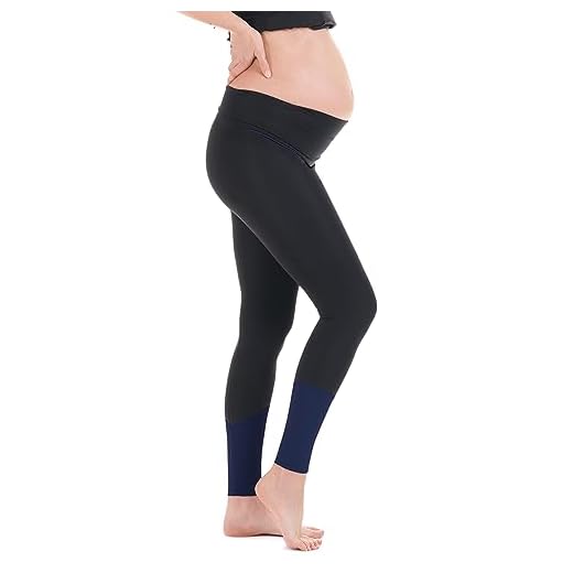 Herzmutter Leggins Deportivos Mujer Embarazo - Top Deportivos Mujer Embarazo -Pantalones de Yoga para Embarazadas - Leggins y Top premamá Deportivo - Ropa Deporte de Maternidad - 8300 (Negro, XL)