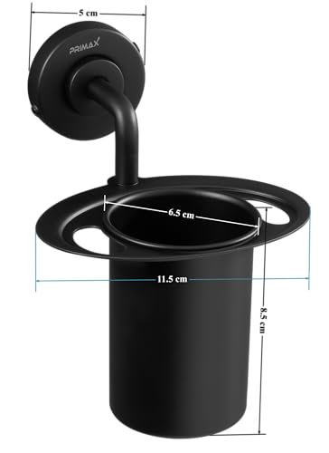 Image of Plantex (Primax) Tumbler Holder for Barthroom /304 Grade Stainless Steel Toothbrush Holder /Toothpaste Holder /Bathroom Accessories - Pack of 1 (Black)