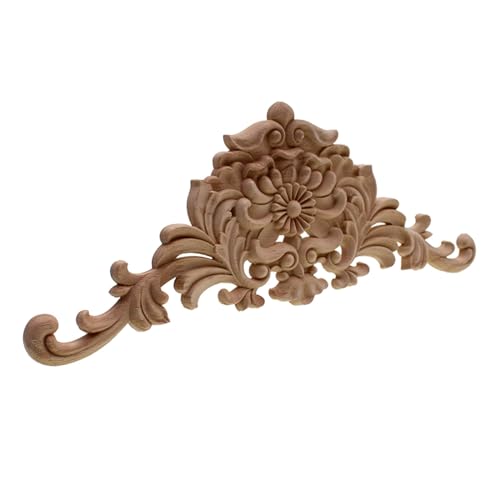 Apliques de madera tallada de 38 cm marco sin pintar para muebles hogar 4