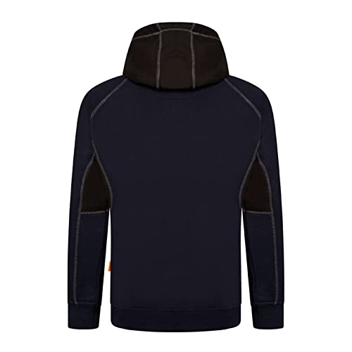 JCB - Horton Hoodie, XX-large - Made with 80% Cotton & 20% Polyester - Hoodies for Men Branding Details - Mens Clothes - Cordura Fabric Elbow Patches - 320gsm - Navy/Black