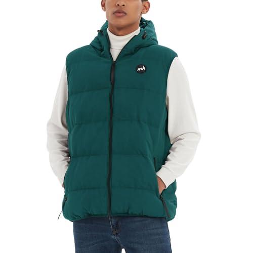 Image of Mywu Mens Puffer Vest with Hood Winter Outdoor Quilted Sleeveless Jacket