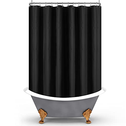 Image of Mrs Awesome Black Clawfoot Tub Shower Curtain or Liner with 12 Magnets - Free 36 Hooks Included, Waterproof PEVA, 180 inch x 70 inch, Black