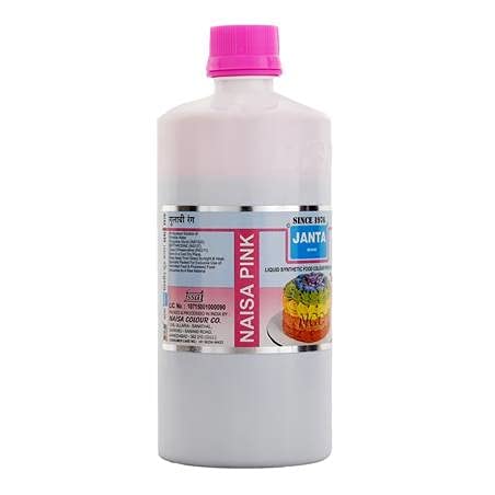 Janta Synthetic Naisa Pink Liquid Food Colour For Specially Bakery, Dairy, Snack Food, Ice Cream, Soups, Jams, Pickles, Cakes, Sweet, Food & Beverage Use For Food Colouring Purposes only Alcohol Free-500gm (Pack Of 1) 1