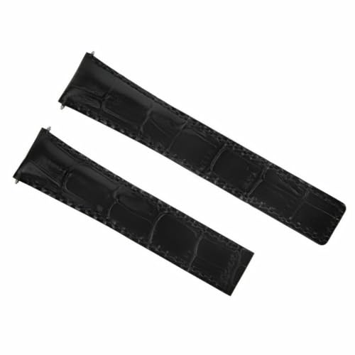 Ewatchparts 22mm Leather Watch Band Strap Deployment Clasp Compatible With Tag Heuer Monaco Black