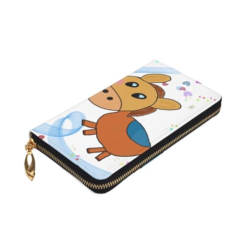 Listening Mule Prints Leather Long Clutch Wallet for Fashionable Girls and Women - Durable, Stylish, and Functional, Black, One Size3