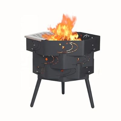LEIFANTIYA Portable Fire Pit, Wood Burning Fire Pit with Carrying Bag, 3-Tier Campfire Fire Pit for Outside, Bonfire Stove Perfect for Camping Picnic, Outdoor Patio Garden Heating (20x20x19 inch)