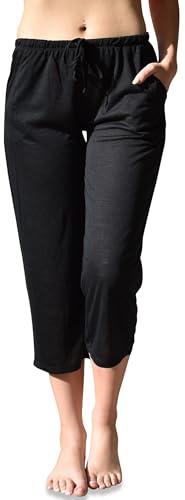 Women's 4 Pack Casual Active Relaxed Flowy Fit Capri Semi Sheer Cropped Bermuda Short Lounge Pants3