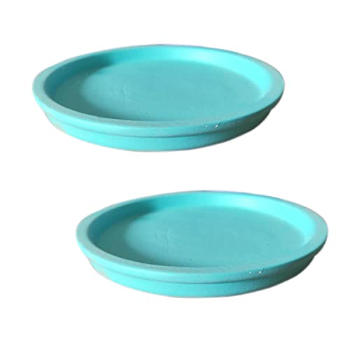 Image of Lasaki Round Aqua Ceramic Bottom Tray /Plate for Planter (6-inch, Set of 2) | Dripping Tray for Pots & Succulents | Indoor & Outdoor Planters Home Garden Decor (Plants Not Included)