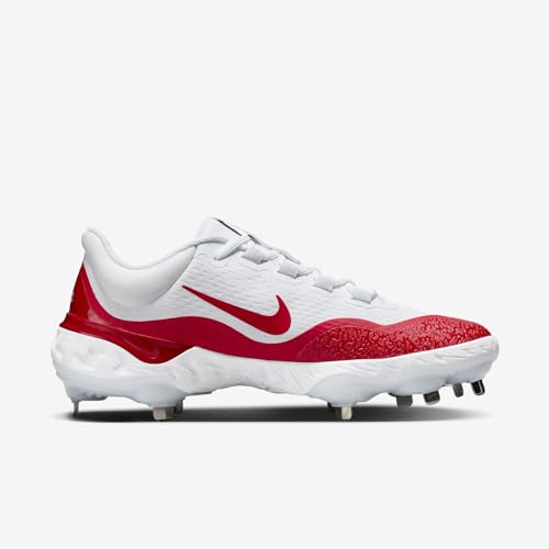 Nike Men's Alpha Team Huarache Elite 4 Low Metal Baseball Cleats (FD2745-105, White/Black/Blue Tint/University Red)4