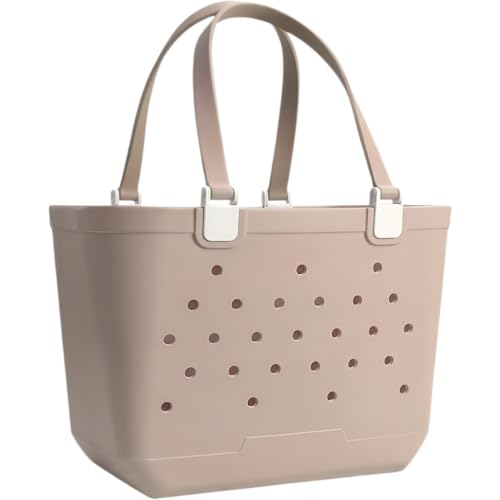 CXY Large Rubber Beach Bag Waterproof Rubber Tote Bag for Women Vacation Essentials Beach Tote for Summer Swim Sport Travel (Apricot X-Large)